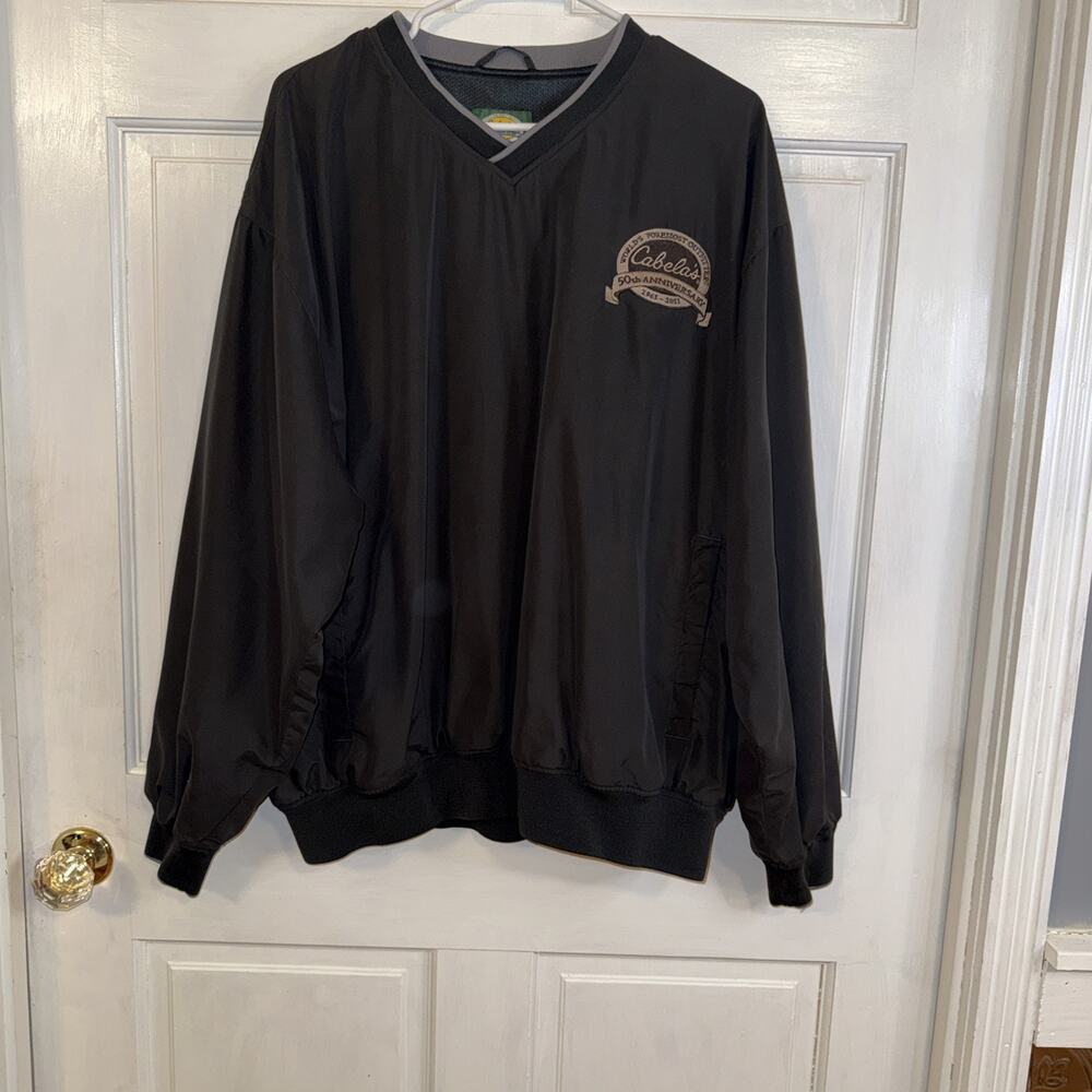 Cabela's Windcrest Men's Pullover V-Neck Windbreaker Size: XL Color: Black